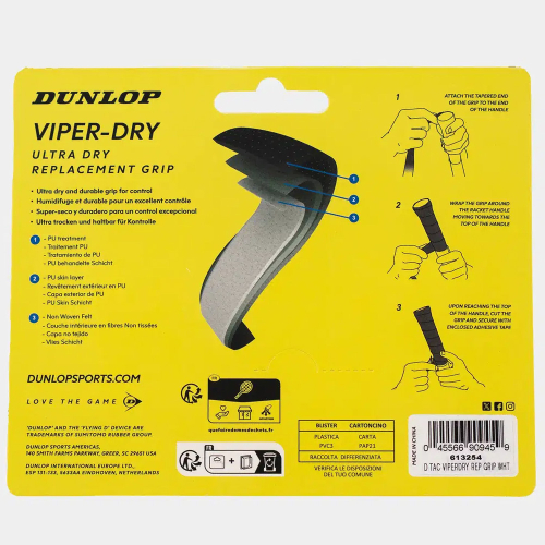 Tenis omotávky DUNLOP ATP VIPER-DRY Grip 1,8 mm bílá