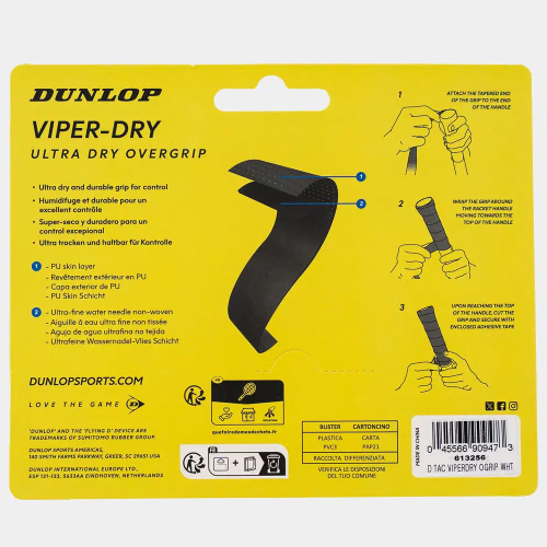 Tenis omotávky DUNLOP ATP VIPER-DRY Overgrip 0,6 mm bílá